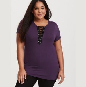 Vintage Cotton Jersey Lace Up Tee